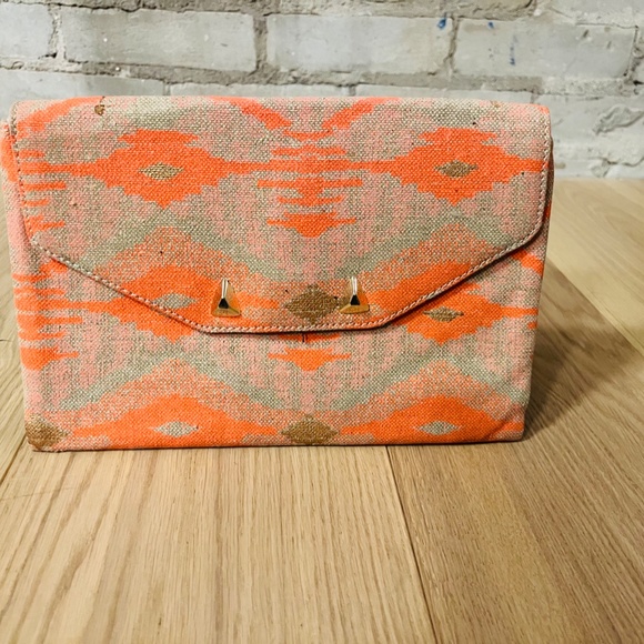 Stella & Dot Aztec clutch in orange and gold - Picture 1 of 3